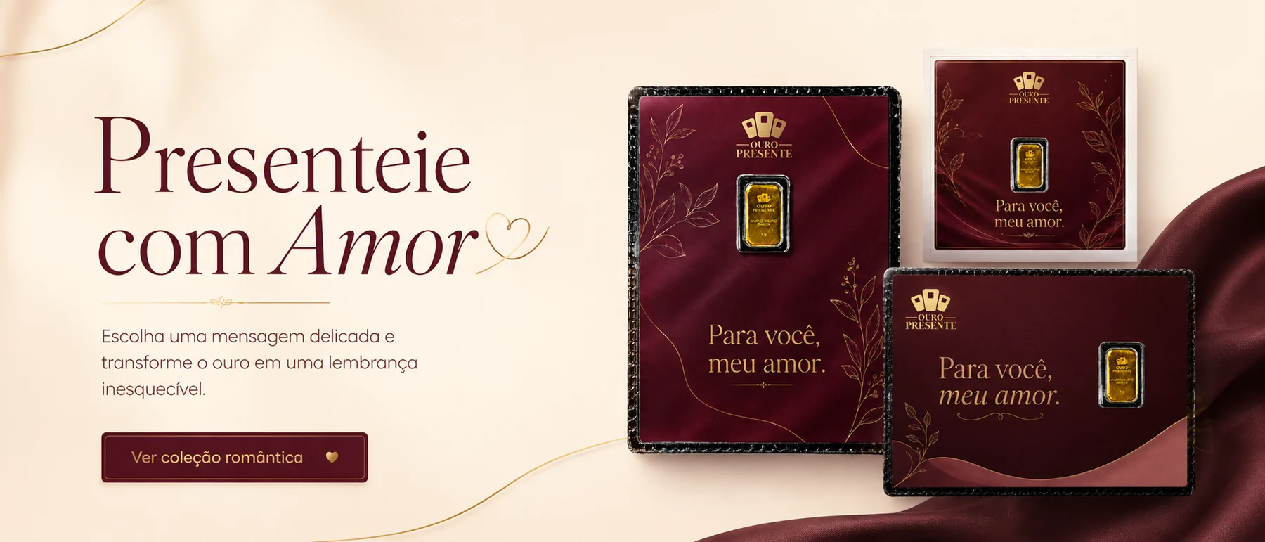 Presenteie com amor: design romântico em ouro 24k
