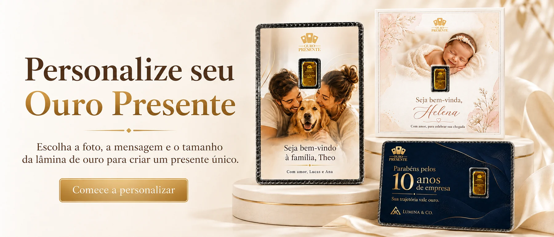 Personalize seu Ouro Presente com foto e mensagem